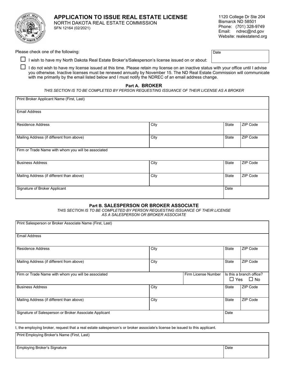 Form Sfn12164 Fill Out Sign Online And Download Fillable Pdf North Dakota Templateroller 8311