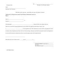 Application for Registration Under North Dakota Subdivided Lands Act - North Dakota, Page 3