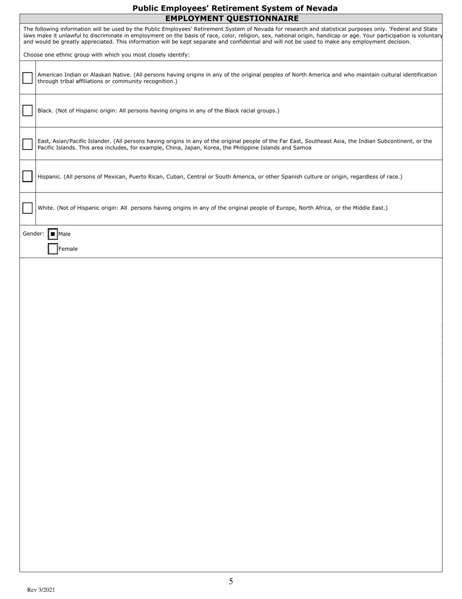 Employment Application - Nevada, Page 5