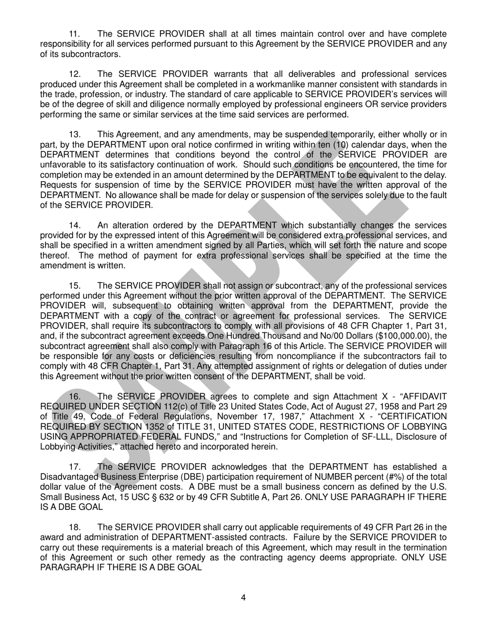 Service Agreement - Sample - Nevada, Page 4