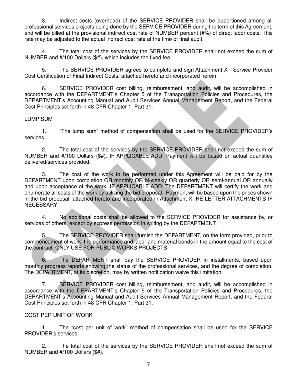 Service Agreement - Sample - Nevada, Page 7