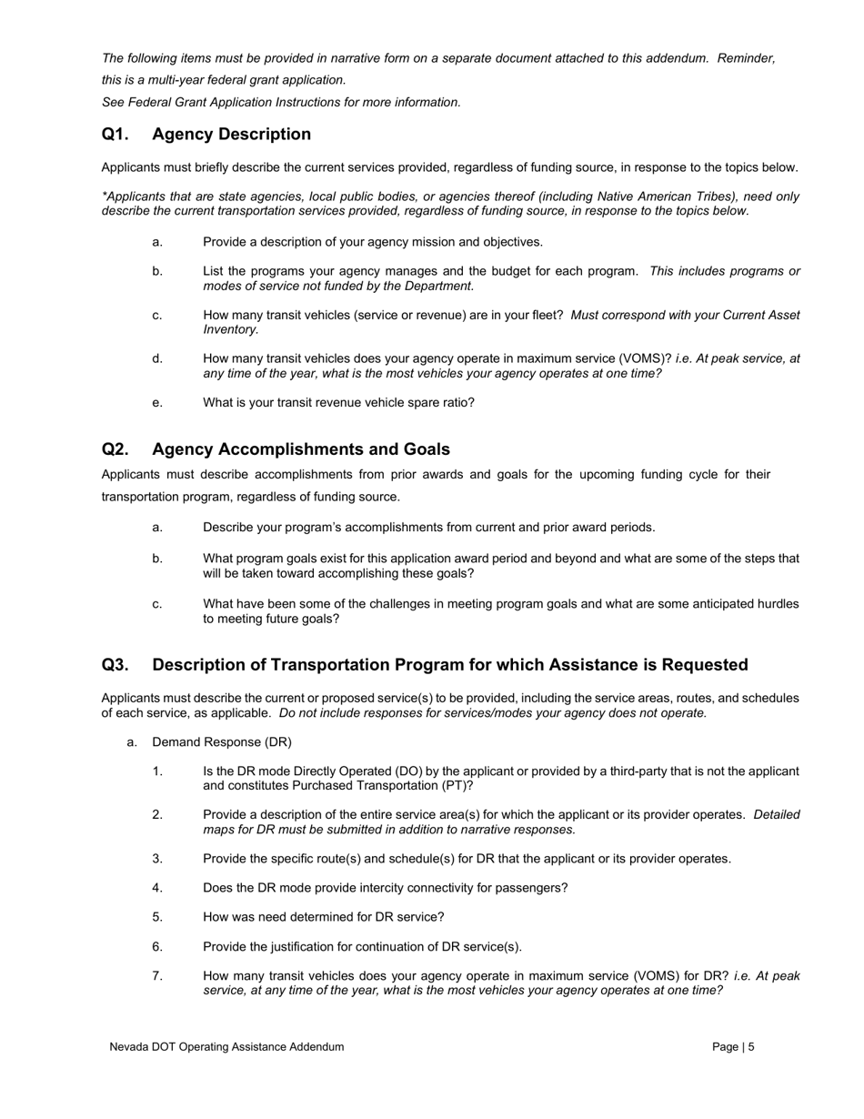 Operating Assistance Addendum - Nevada, Page 6