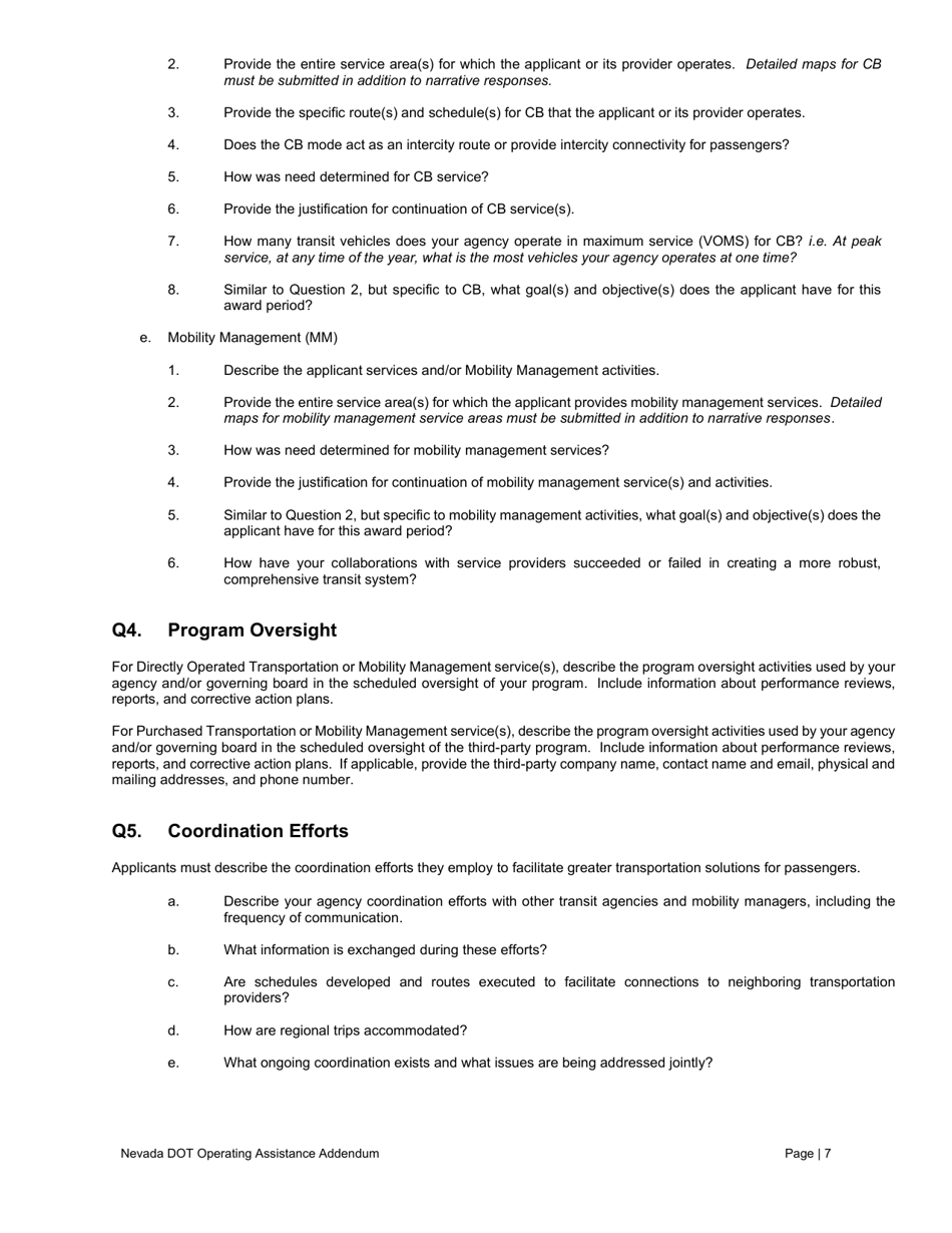 Operating Assistance Addendum - Nevada, Page 8