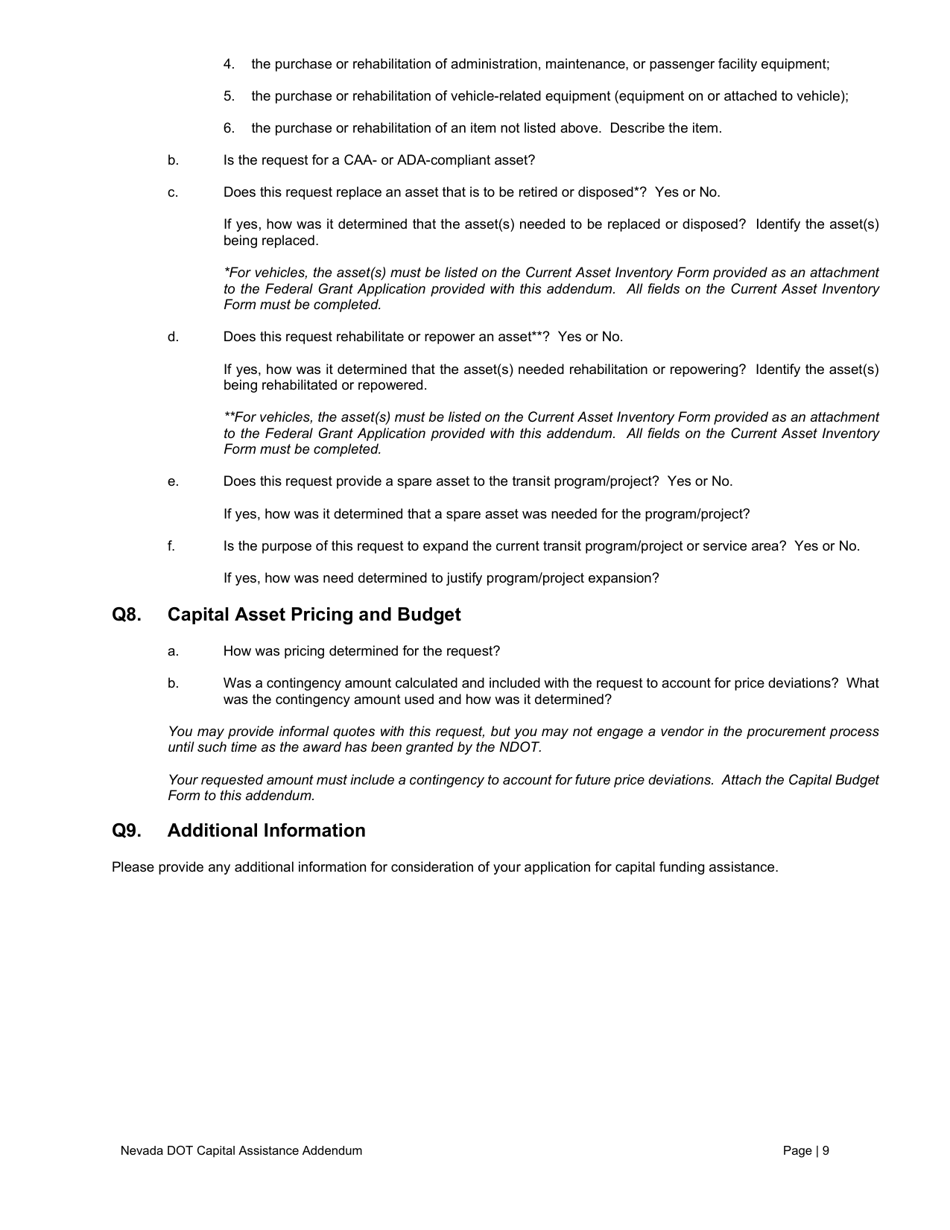 Capital Assistance Addendum - Nevada, Page 10