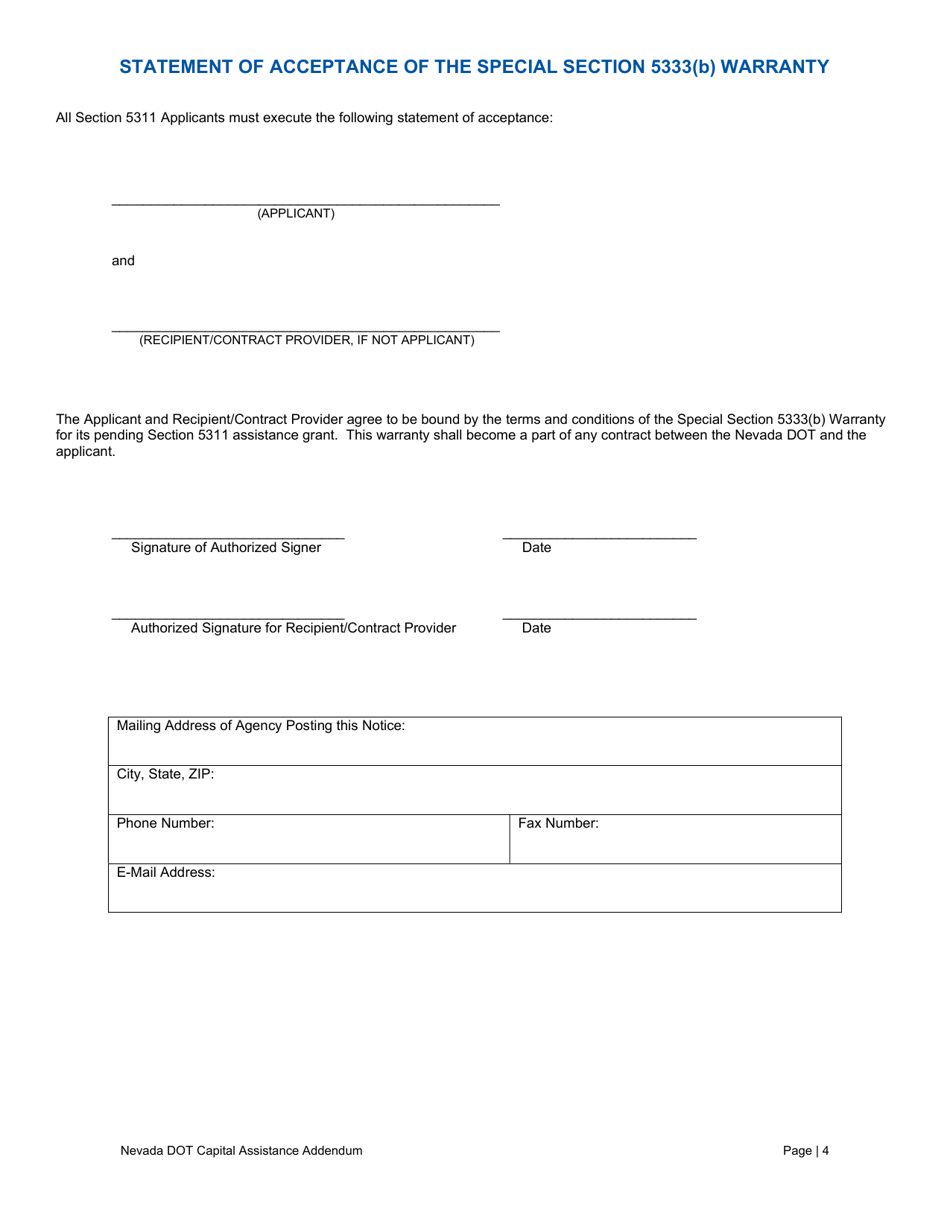 Capital Assistance Addendum - Nevada, Page 5