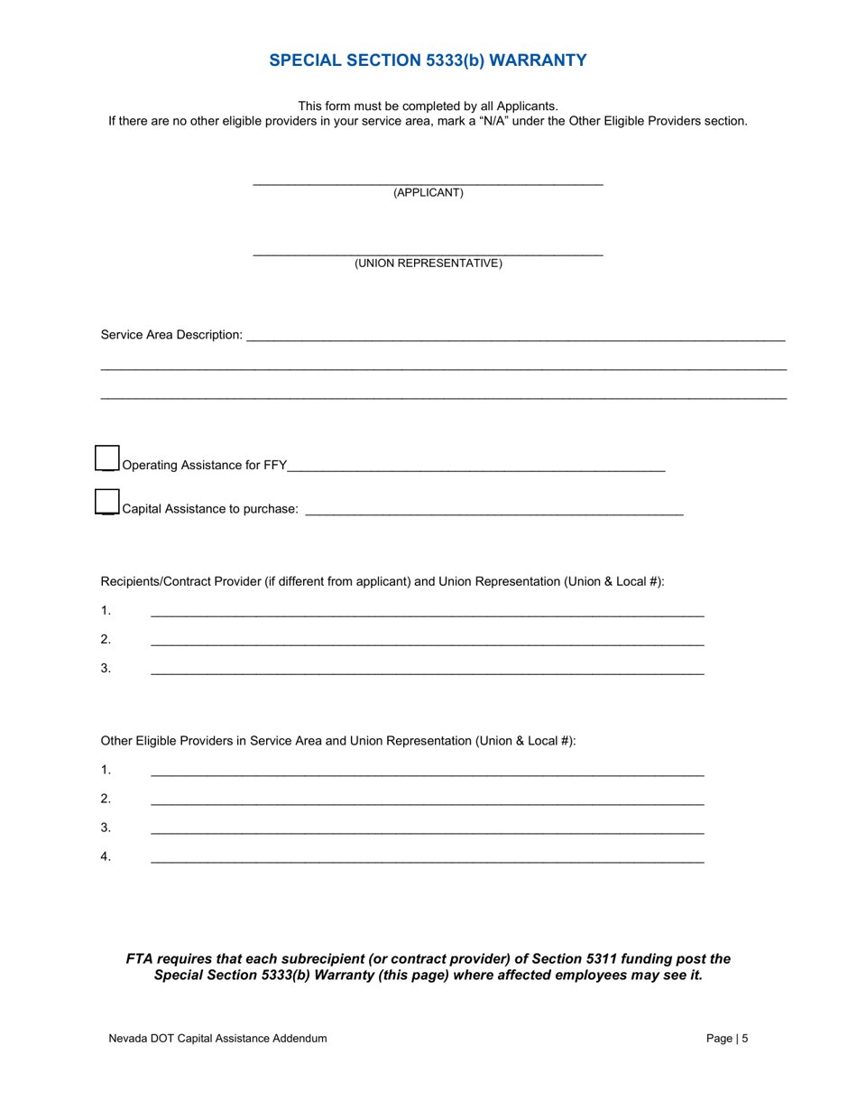 Capital Assistance Addendum - Nevada, Page 6