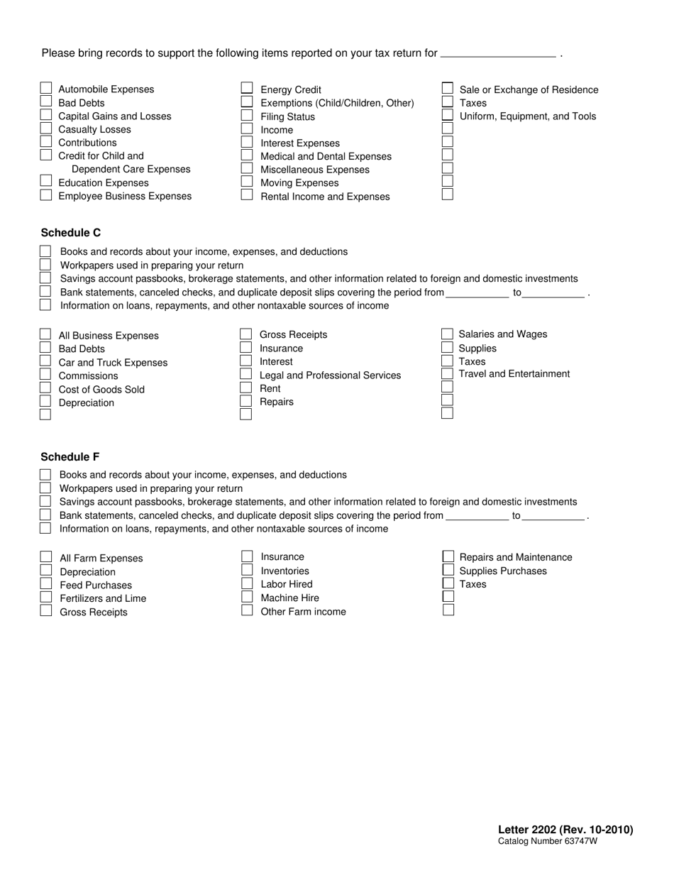 IRS Letter 2202, IRS Audit Letter, Page 3