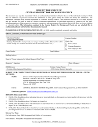 Document preview: Form DES-1076A Request for Search of Central Registry for Background Check - Arizona