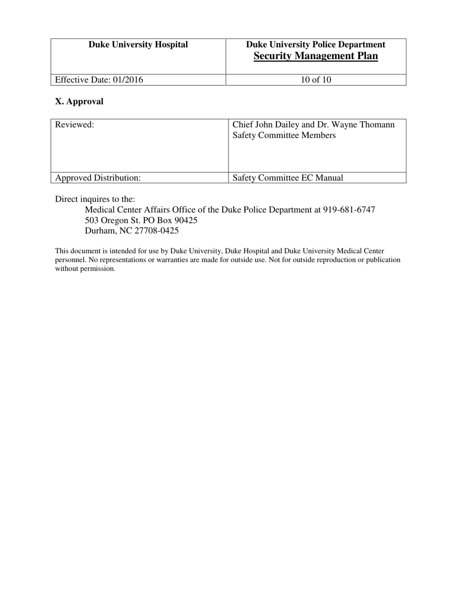 Security Management Plan - Duke University Police Department, Page 10