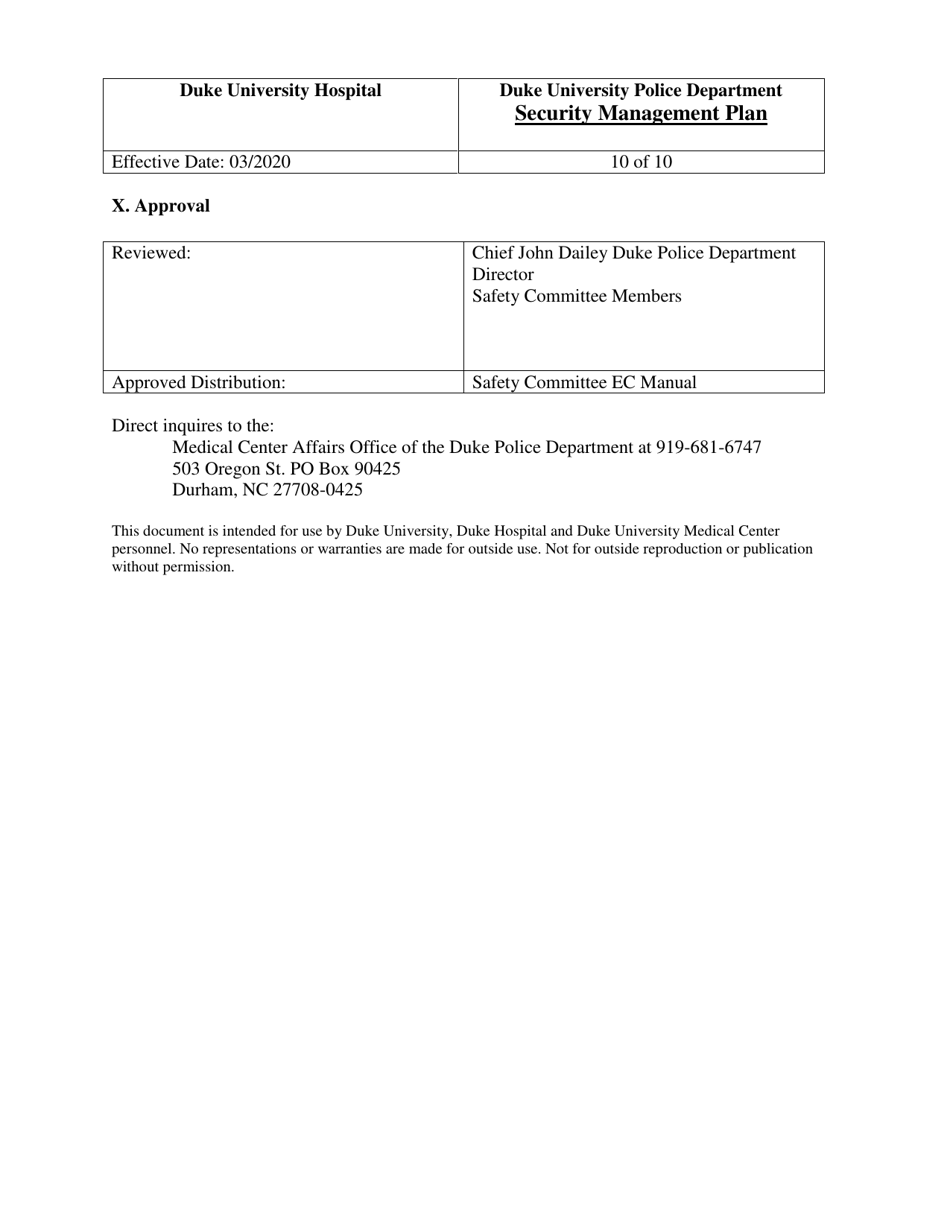 Security Management Plan - Duke University Police Department, Page 10