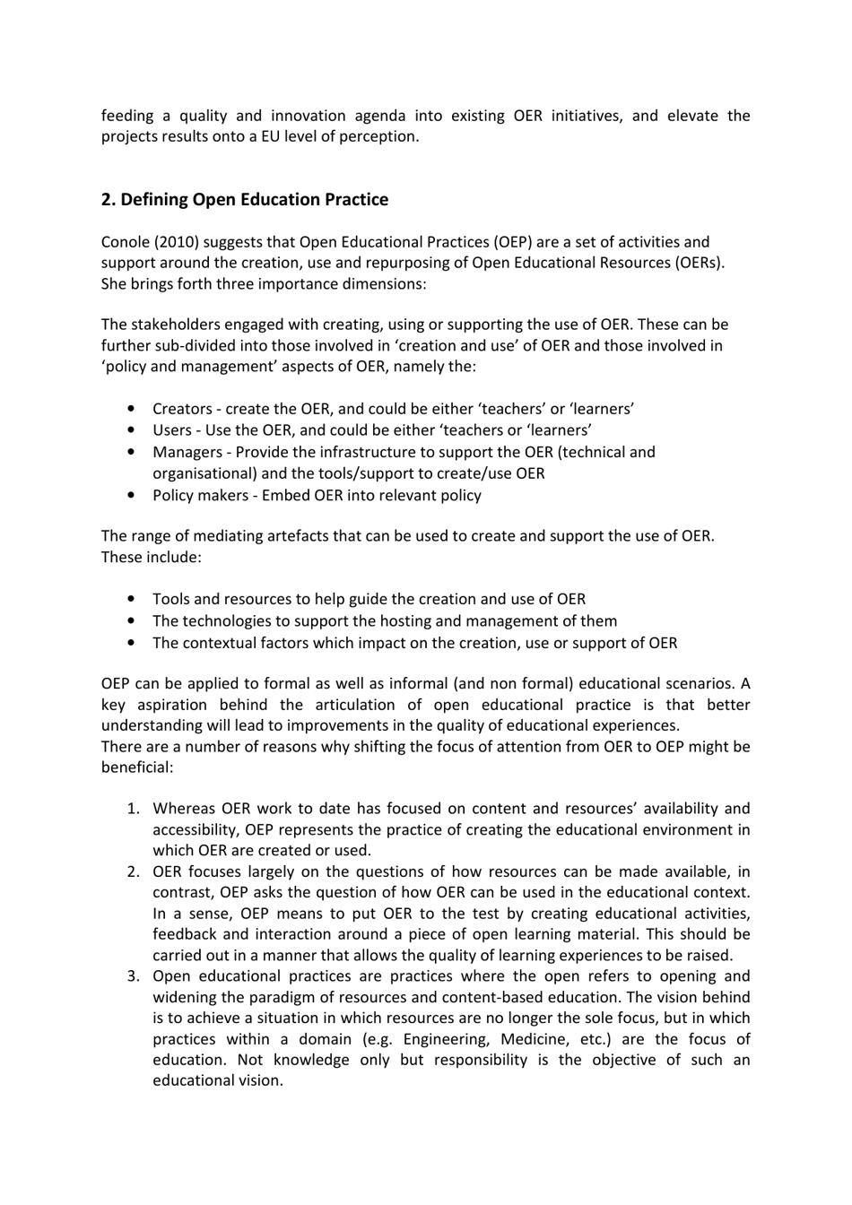 Open Educational Practices: Unleashing the Power of Oer - Ulf-Daniel Ehlers, Grainne C. Conole, University of Augsburg, Germany Open University Uk, Page 2