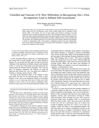 Document preview: Unskilled and Unaware of It: How Difficulties in Recognizing One's Own Incompetence Lead to Inflated Self-assessments - Justin Kruger, David Dunning, Journal of Personality and Social Psychology