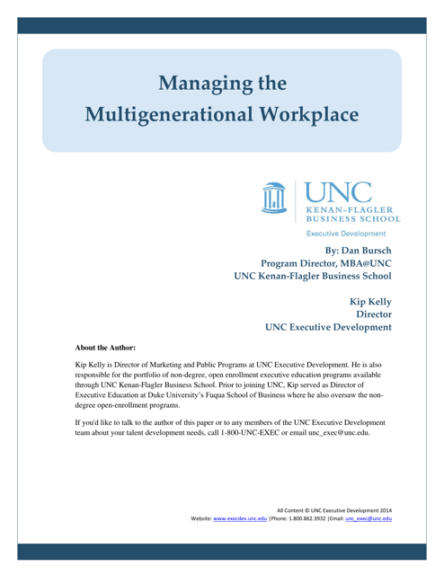 Managing the Multigenerational Workplace - Unc Executive Development Document Preview