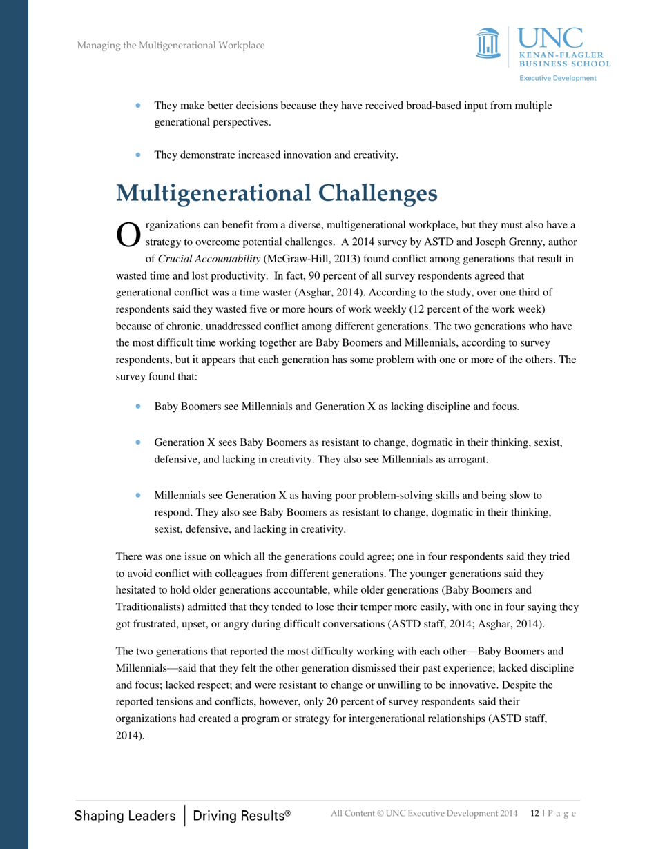 Managing the Multigenerational Workplace - Unc Executive Development, Page 12