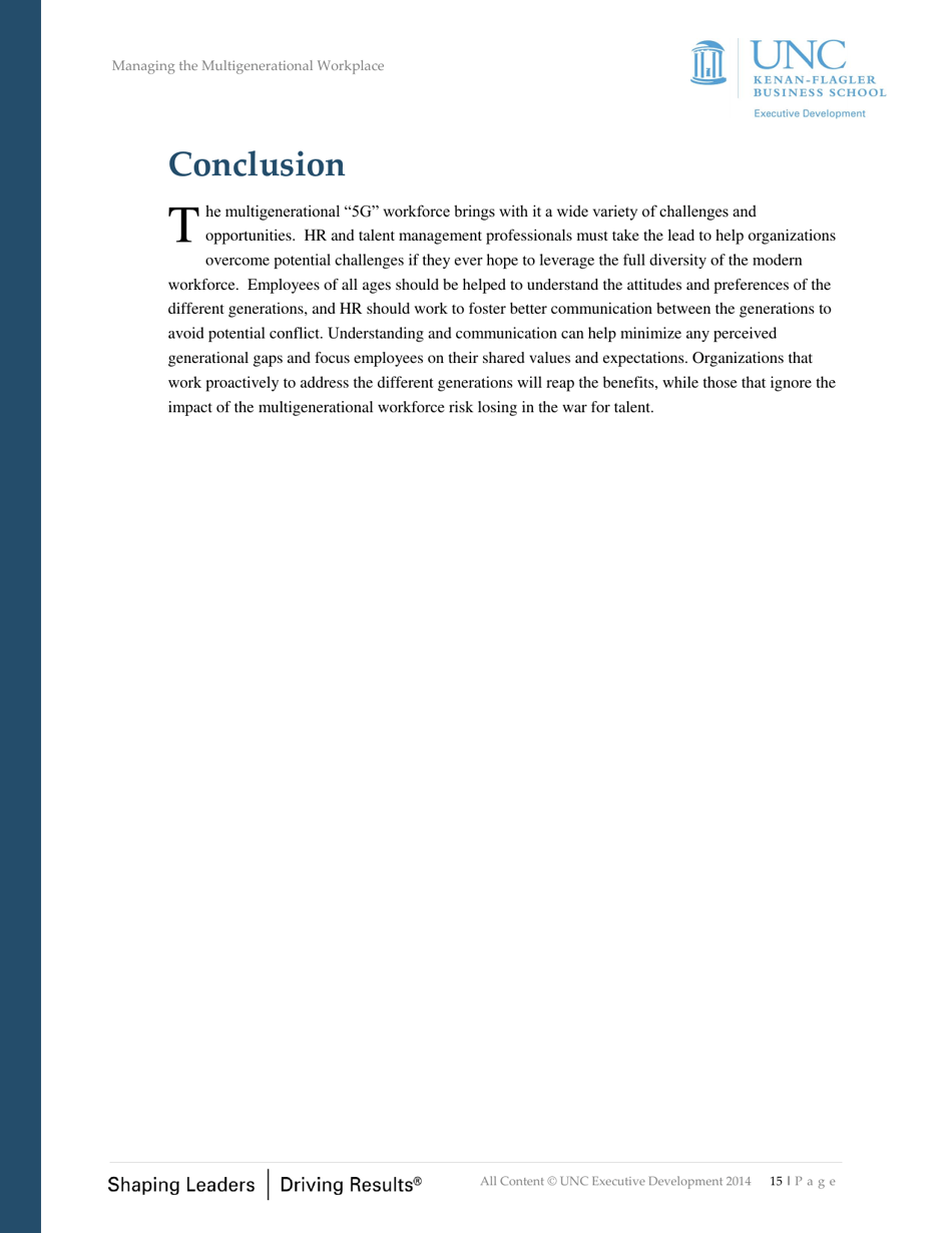 Managing the Multigenerational Workplace - Unc Executive Development, Page 15