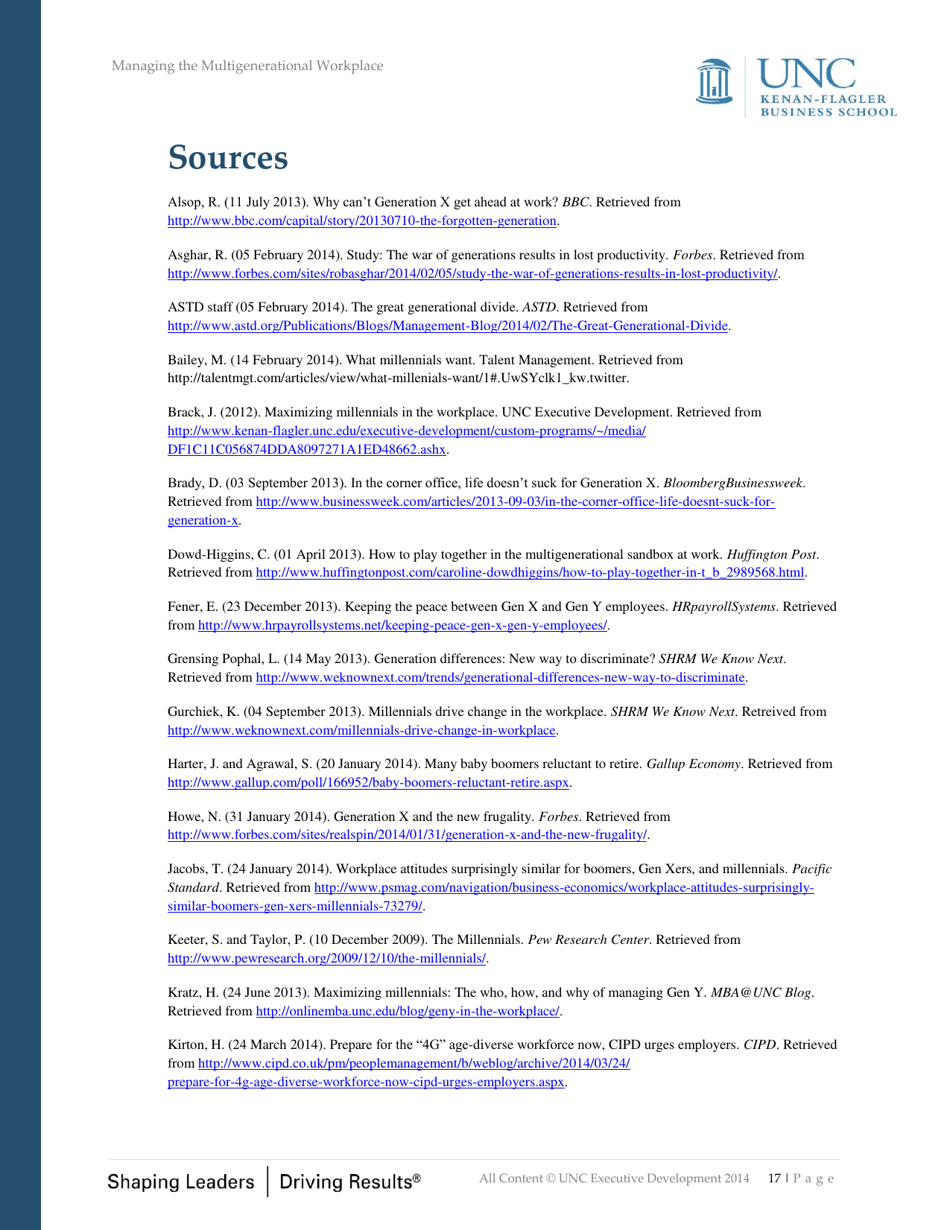 Managing the Multigenerational Workplace - Unc Executive Development, Page 17