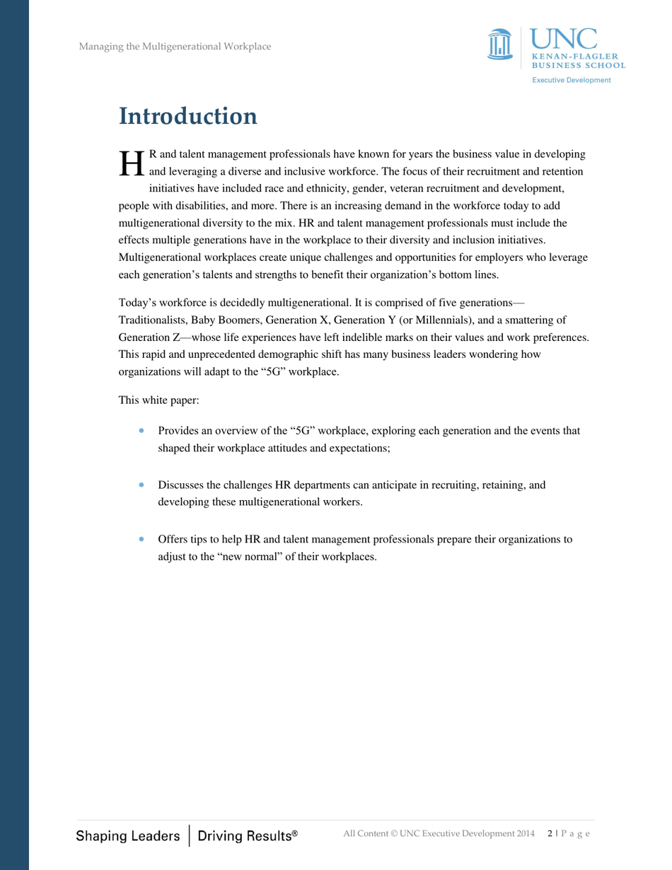 Managing the Multigenerational Workplace - Unc Executive Development, Page 2