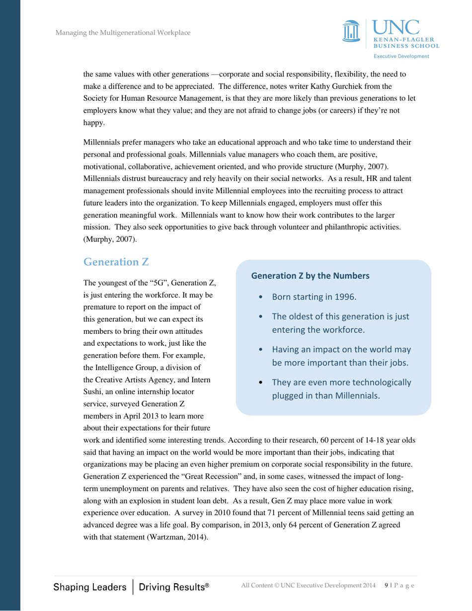 Managing the Multigenerational Workplace - Unc Executive Development, Page 9
