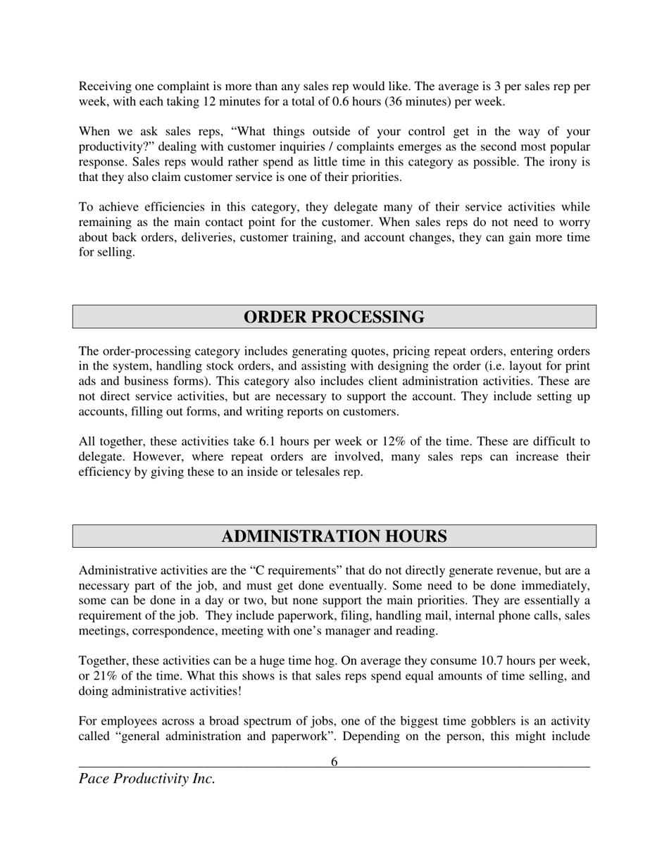 How Sales Reps Spend Their Time - Pace Productivity Inc., Page 7