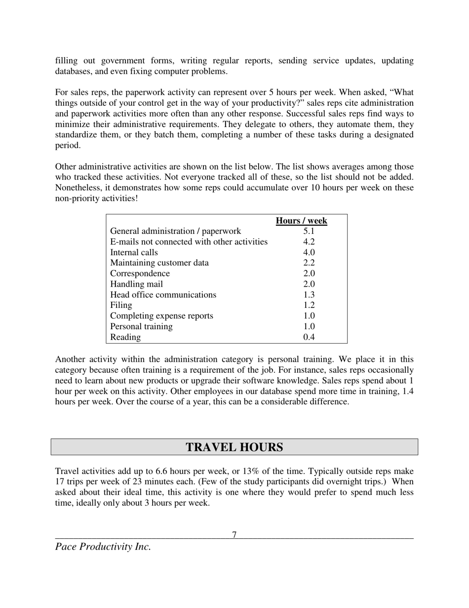 How Sales Reps Spend Their Time - Pace Productivity Inc., Page 8