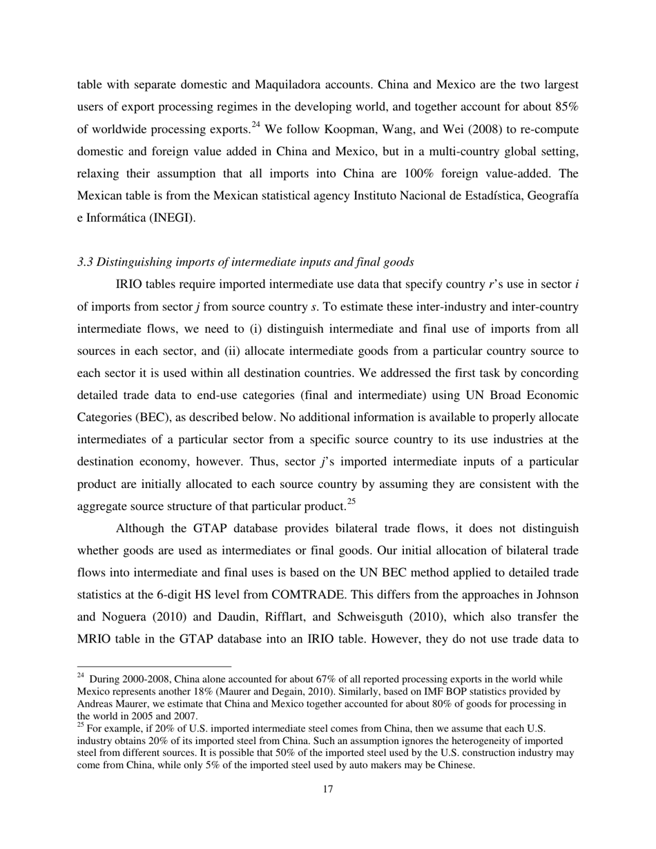 Give Credit Where Credit Is Due: Tracing Value Added in Global Production Chains - National Bureau of Economic Research, Page 18
