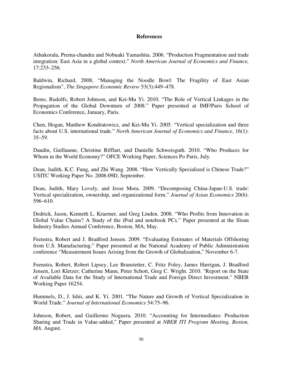 Give Credit Where Credit Is Due: Tracing Value Added in Global Production Chains - National Bureau of Economic Research, Page 31