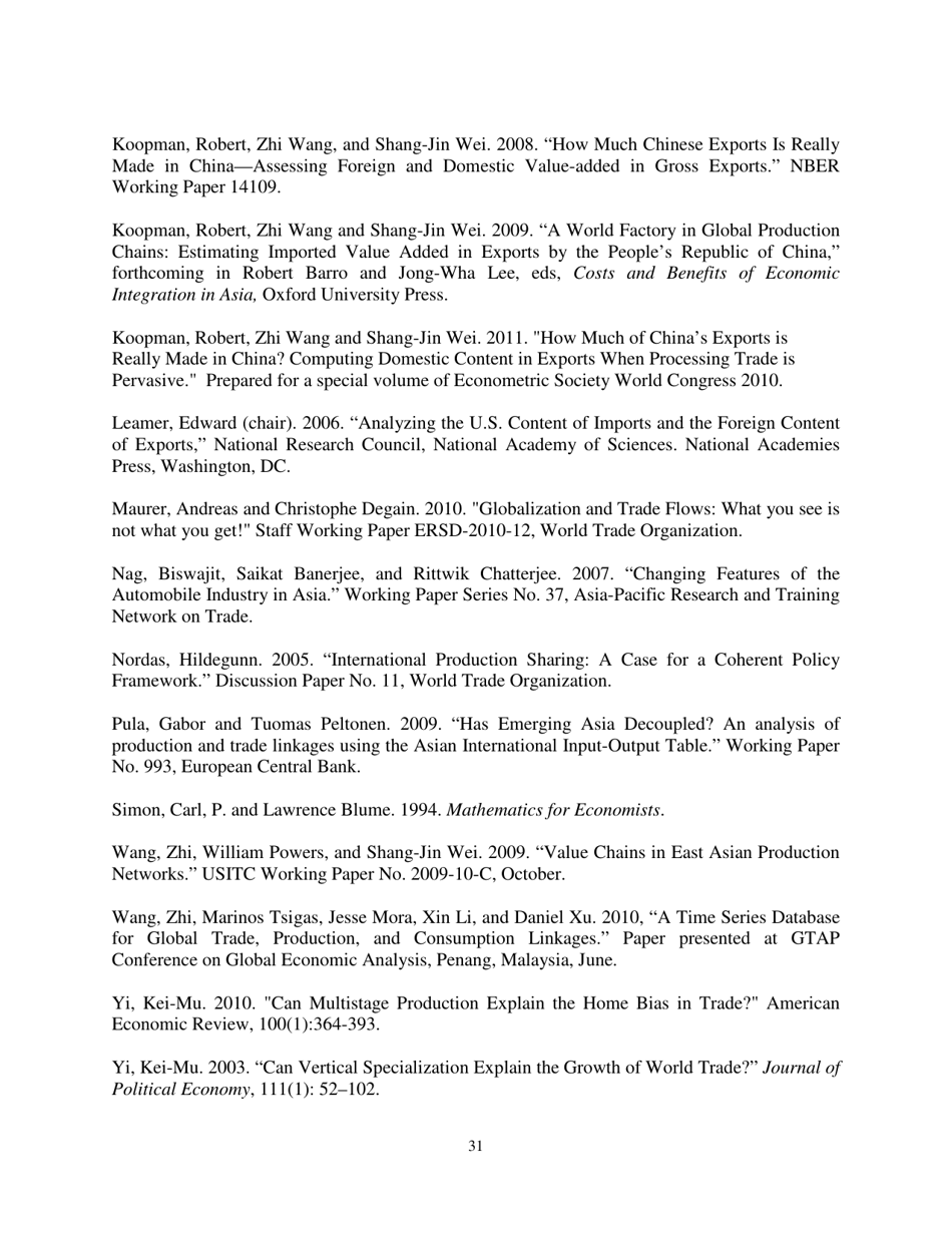 Give Credit Where Credit Is Due: Tracing Value Added in Global Production Chains - National Bureau of Economic Research, Page 32