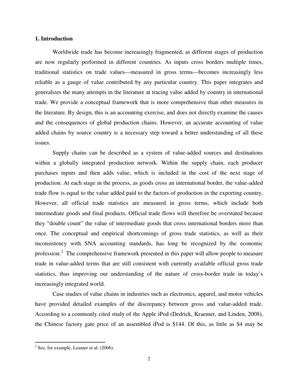 Give Credit Where Credit Is Due: Tracing Value Added in Global Production Chains - National Bureau of Economic Research, Page 3