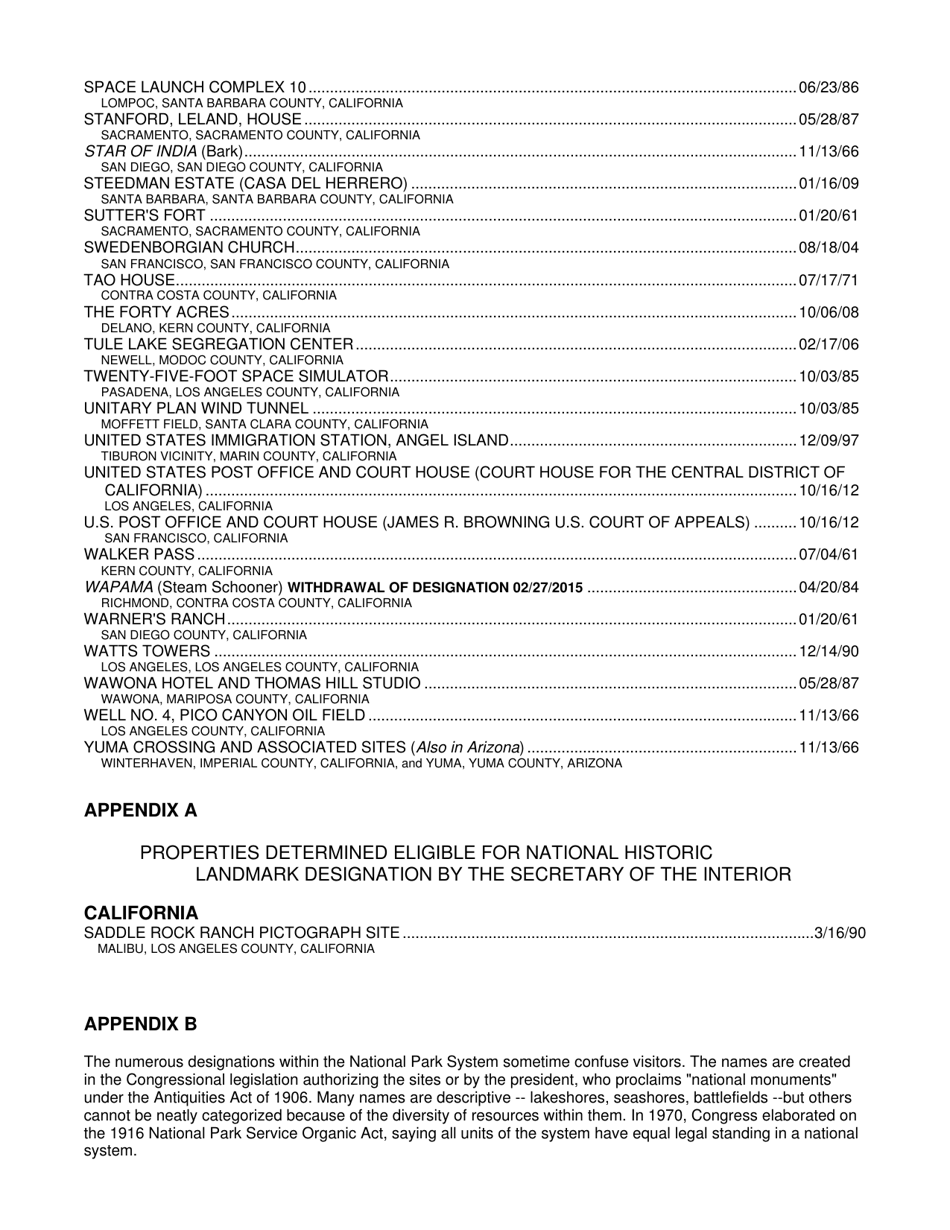 Listing of National Historic Landmarks by State, Page 5