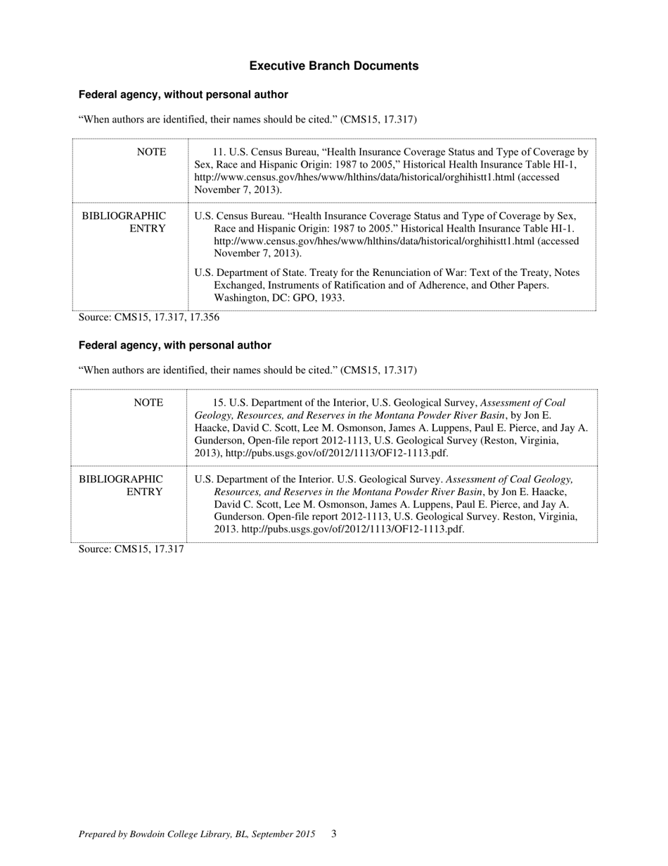 Chicago-Style Citation Quick Guide for Government Documents - Bowdoin College Library, Page 3