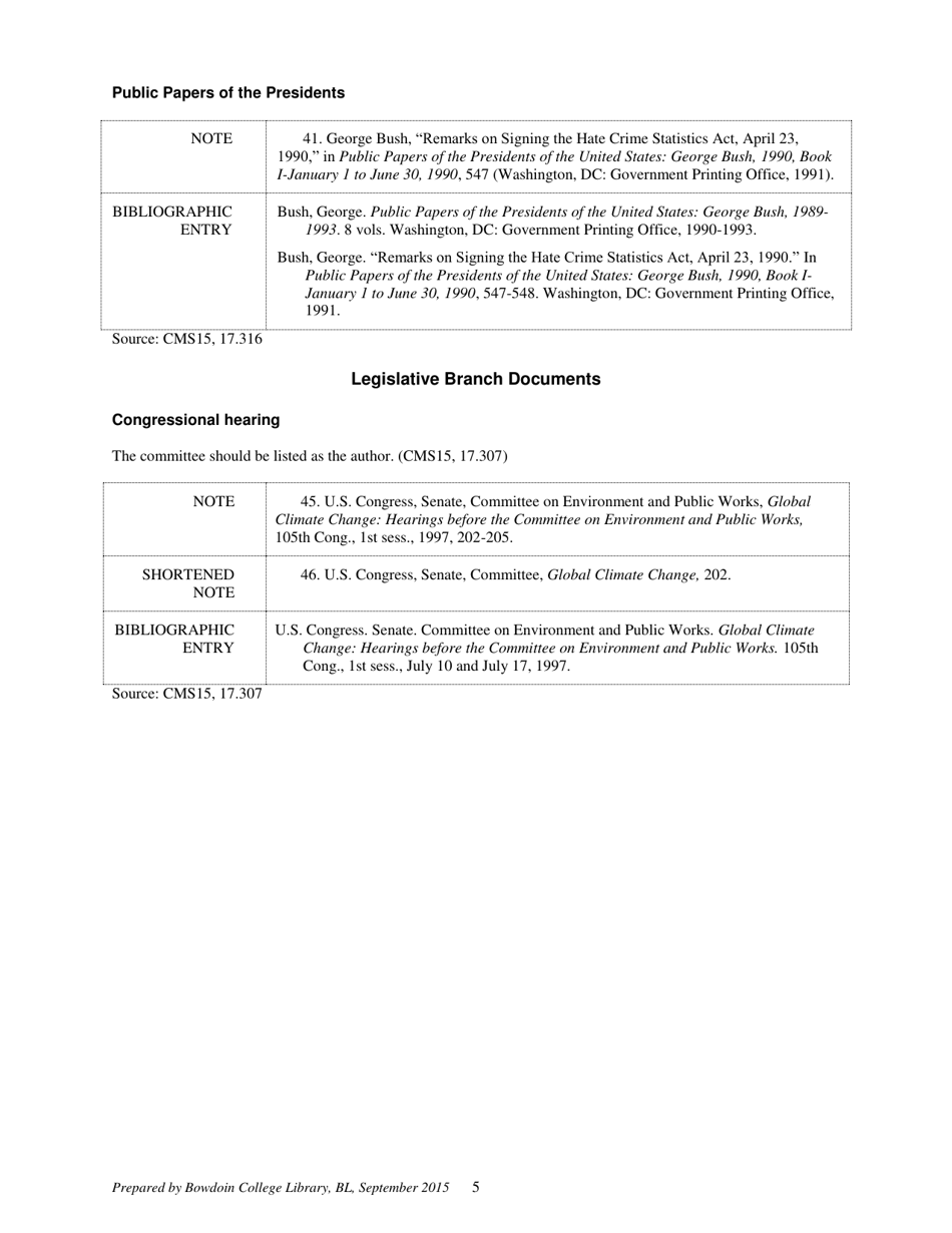 Chicago-Style Citation Quick Guide for Government Documents - Bowdoin College Library, Page 5