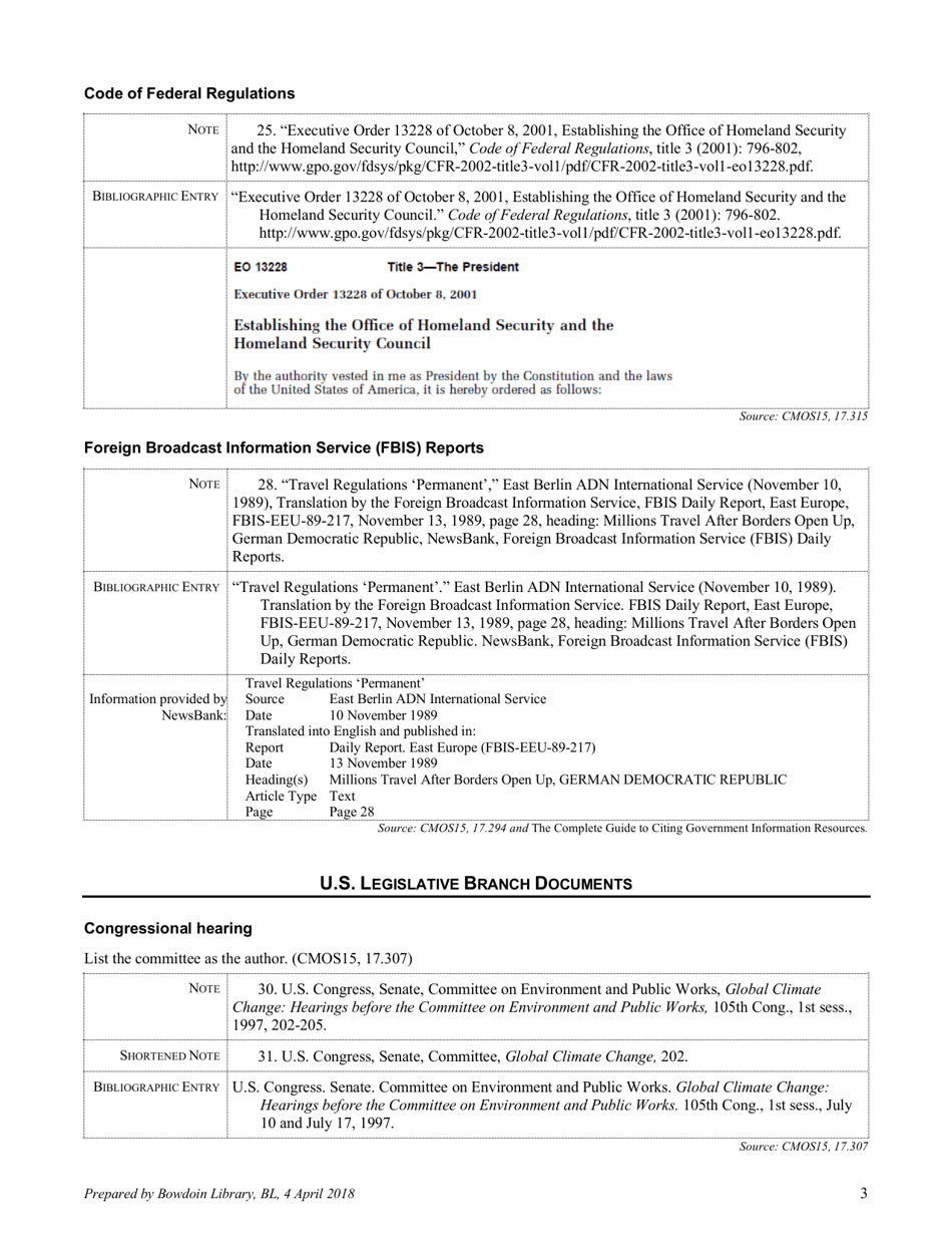 Chicago-Style Citation Quick Guide for Government Documents - Bowdoin College Library, Page 3