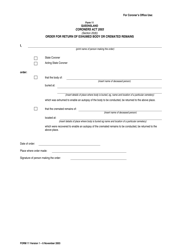 Form 11 &quot;Order for Release of Traditional Remains&quot; - Queensland, Australia