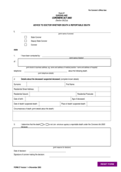 Document preview: Form 27 Advice to Doctor Whether Death a Reportable Death - Queensland, Australia