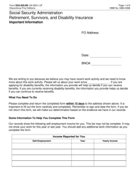 Document preview: Form SSA-820-BK Work Activity Report (Self-employed Person)