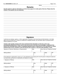 Form SSA-820-BK Work Activity Report (Self-employed Person), Page 7