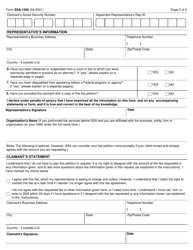 Form SSA-1560 &quot;Petition for Authorization to Charge and Collect a Fee for Services Before the Social Security Administration&quot;, Page 5