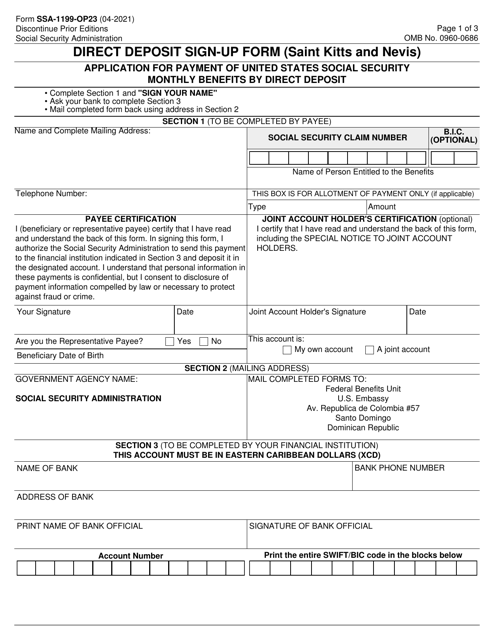 Form SSA-1199-OP23  Printable Pdf