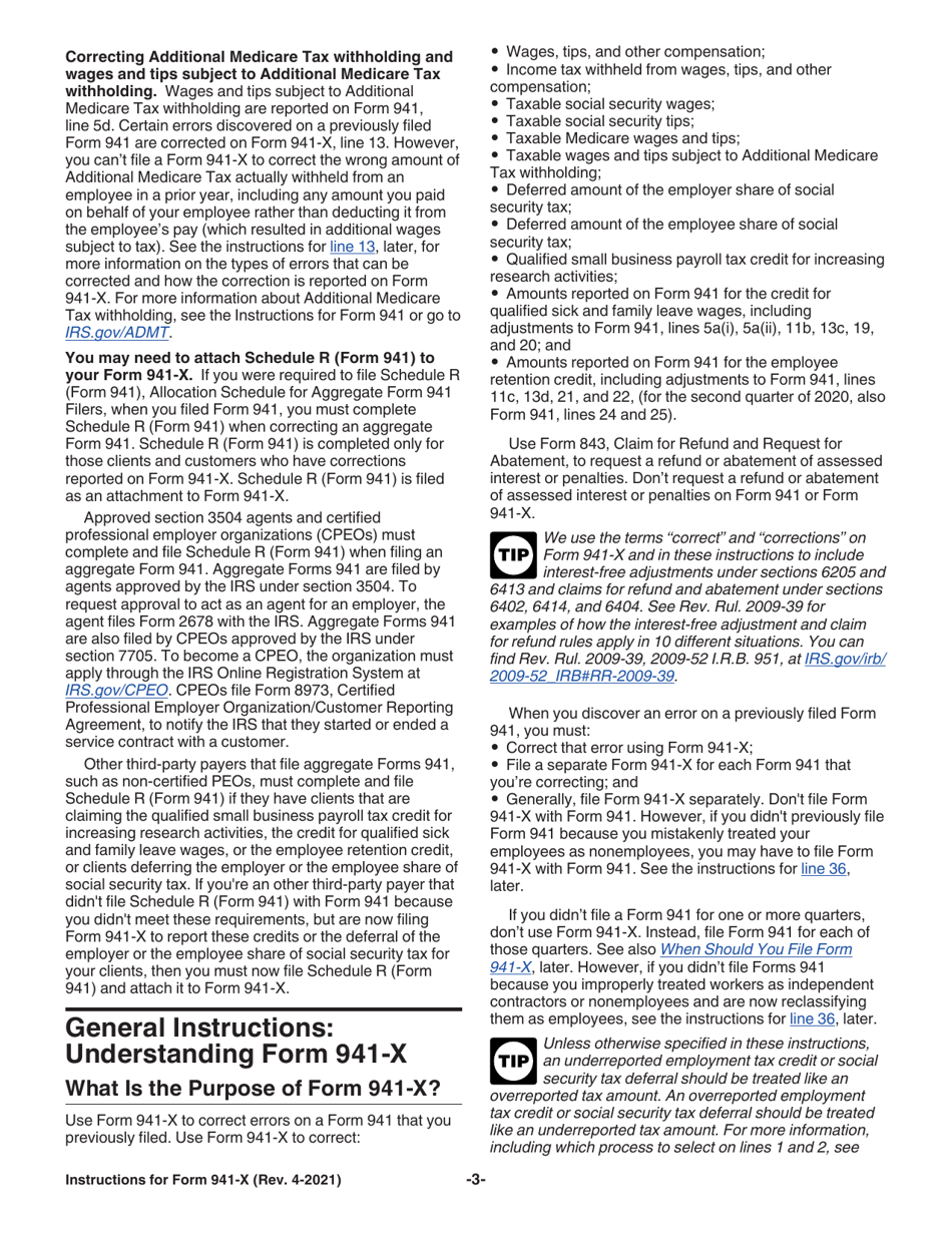 Instructions for IRS Form 941-X Adjusted Employers Quarterly Federal Tax Return or Claim for Refund, Page 3