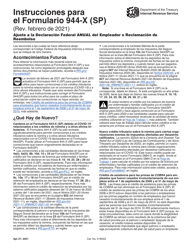 Instrucciones para IRS Formulario 944-X (SP) Ajuste a La Declaracion Federal Anual Del Empleador O Reclamacion De Reembolso (Spanish)