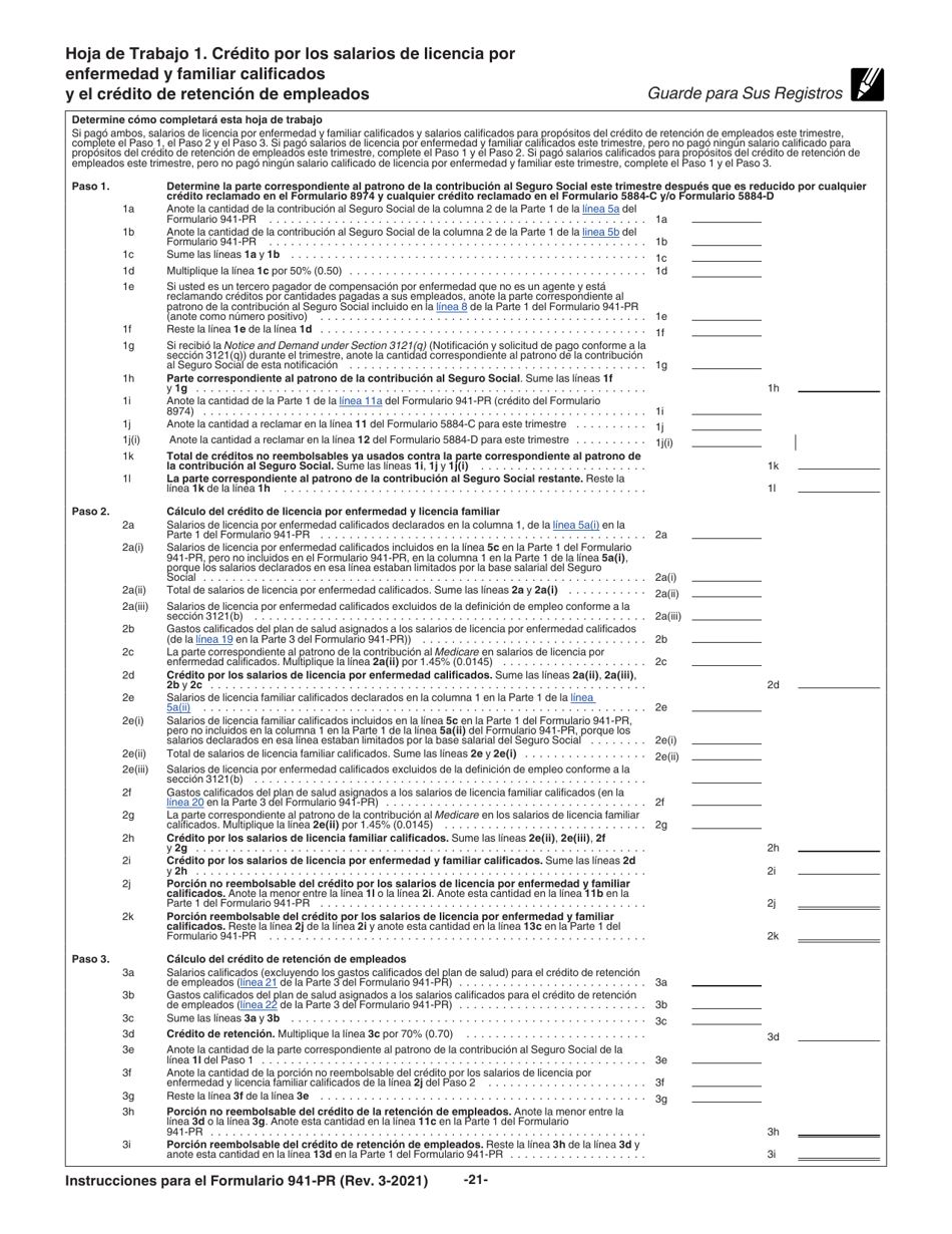 Instrucciones para IRS Formulario 941-PR Planilla Para La Declaracion Federal Trimestral Del Patrono (Puerto Rican Spanish), Page 21