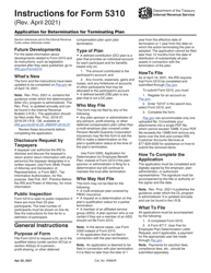 Instructions for IRS Form 5310 Application for Determination for Terminating Plan