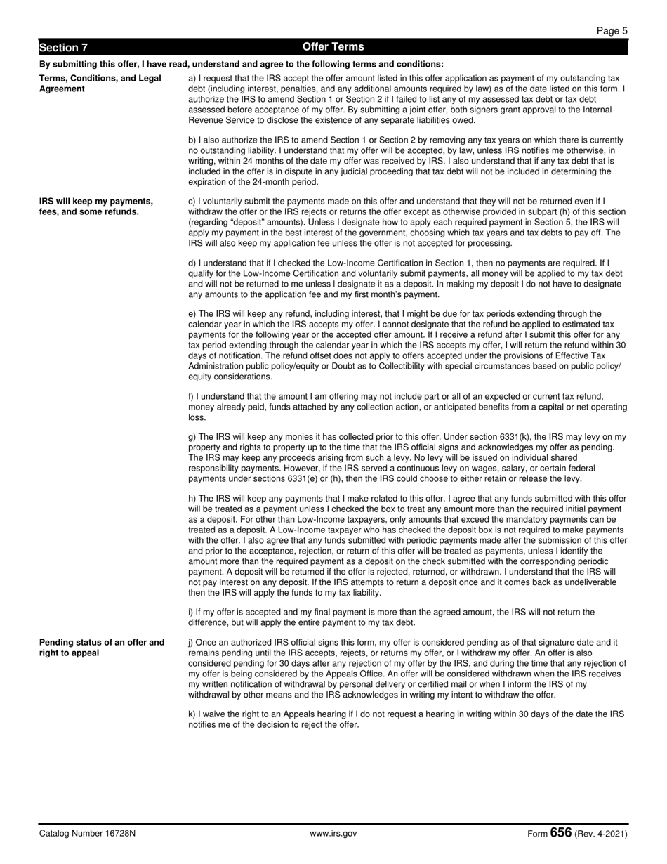 IRS Form 656 Offer in Compromise, Page 6