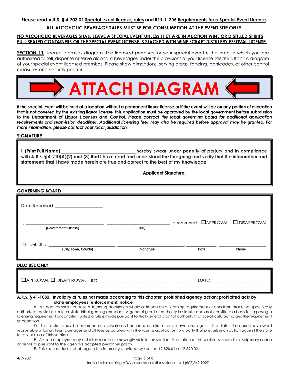 Special Event License Application - Arizona, Page 3