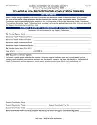Document preview: Form DDD-1436A Behavioral Health Professional Consultation Summary - Arizona