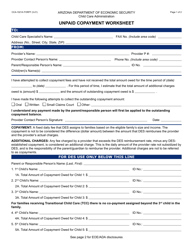 Form CCA-1021A Unpaid Copayment Worksheet - Arizona