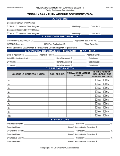 Form FAA-1125A  Printable Pdf