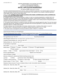 Form LCR-1054A Initial Application Worksheet - Arizona
