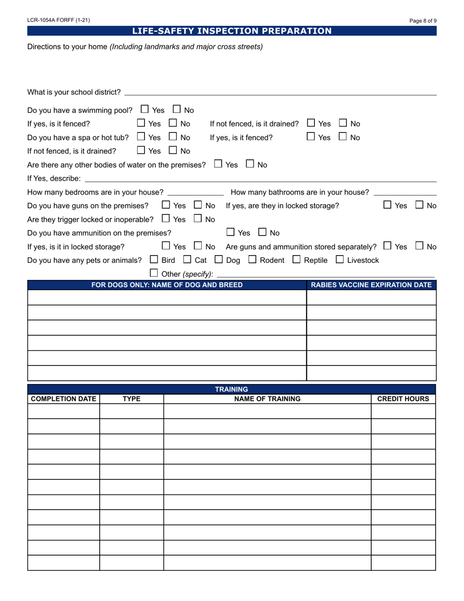 Form LCR-1054A Initial Application Worksheet - Arizona, Page 8