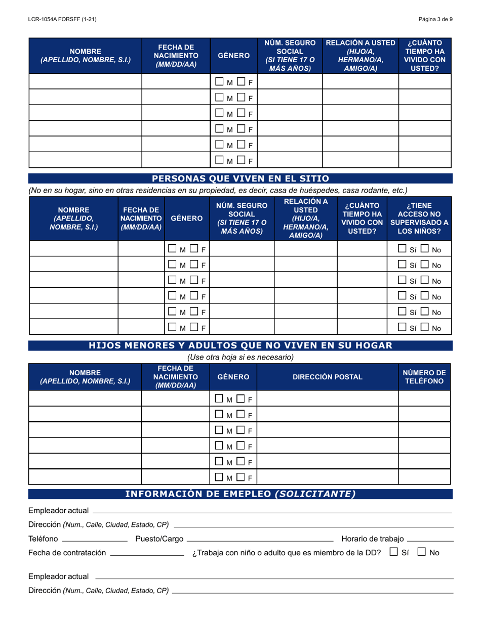 Formulario LCR-1054A-S Formulario De Solicitud Inicial - Arizona (Spanish), Page 3